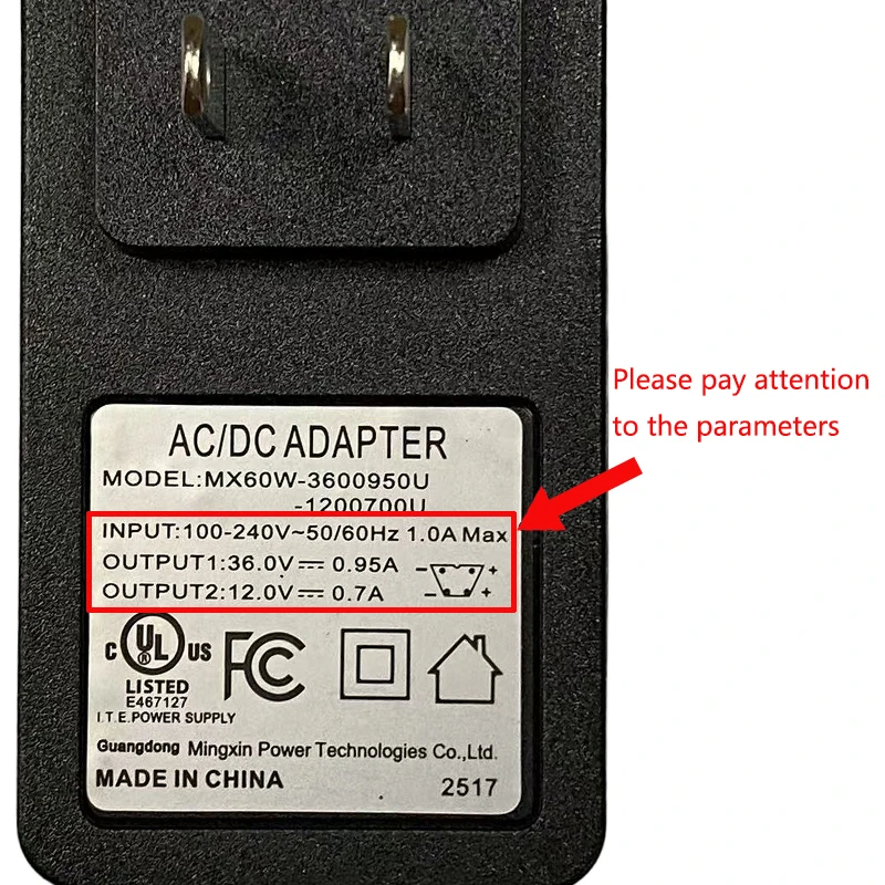 Фото Блок питания DITONG MX60W Подходит для проектора HY300Pro+, 36 В/0,95 А и 12 В/0,7 А №2
