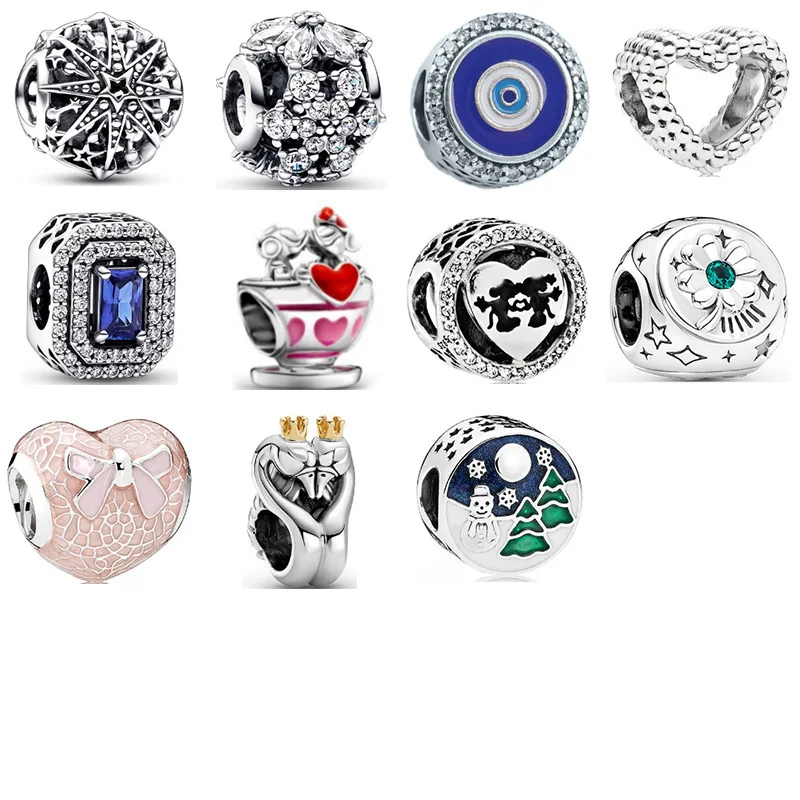 

Новинка 2023, Лидер продаж, ослепительный цветок в форме сердца из стерлингового серебра 100% пробы, круглая подвеска, украшенная бисером, фотоа...