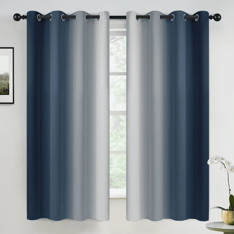 

Gorgeous Navy Blackout Ombre Curtains for Room Darkening Window Drapes, Perfect for Bedroom/Living Room Blackout 52x63 Inches, 2