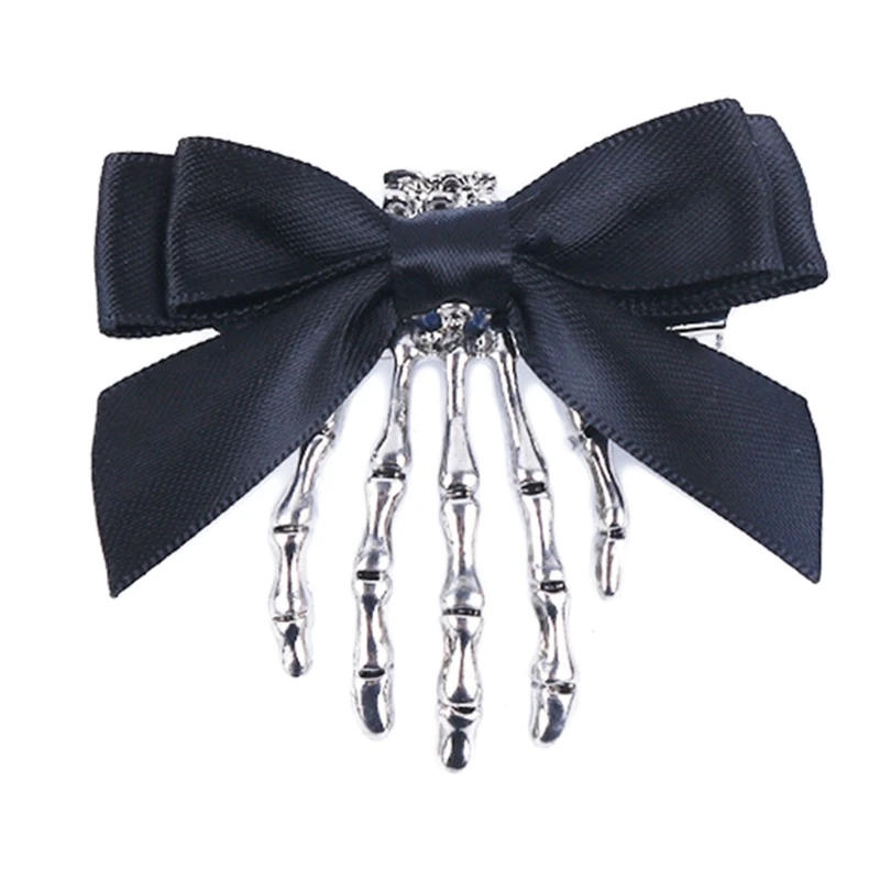 

Skeleton Claws Hair Clips with Bows Gothic Duckbill Clips Retro Halloween Hair Barrettes for Creative Hair Styling Tool