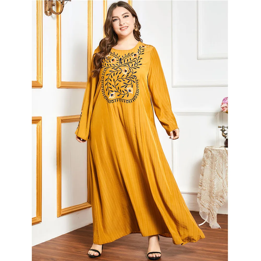 

Ramadan Eid Mubarak Abayas Plus Size Embroidery Muslim Dress Women Jilbab Turkey Abaya Islam Vestido Moroccan Kaftan Arab Elbise