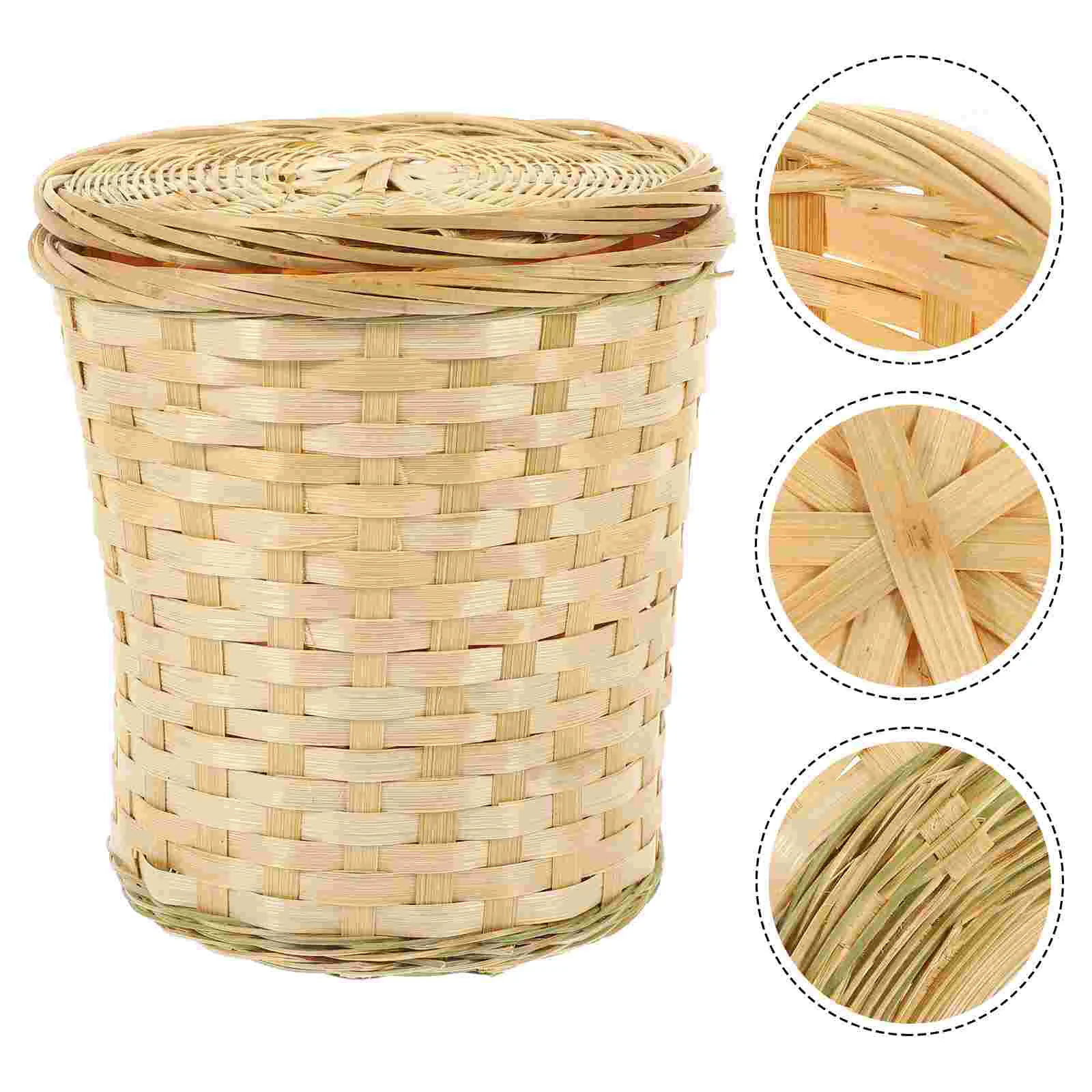 

Basket Woven Storage Egg Rattan Wicker Baskets Trash Can Waste Garlic Fruit Lid Holder Chicken Bin Bread Laundry Onion