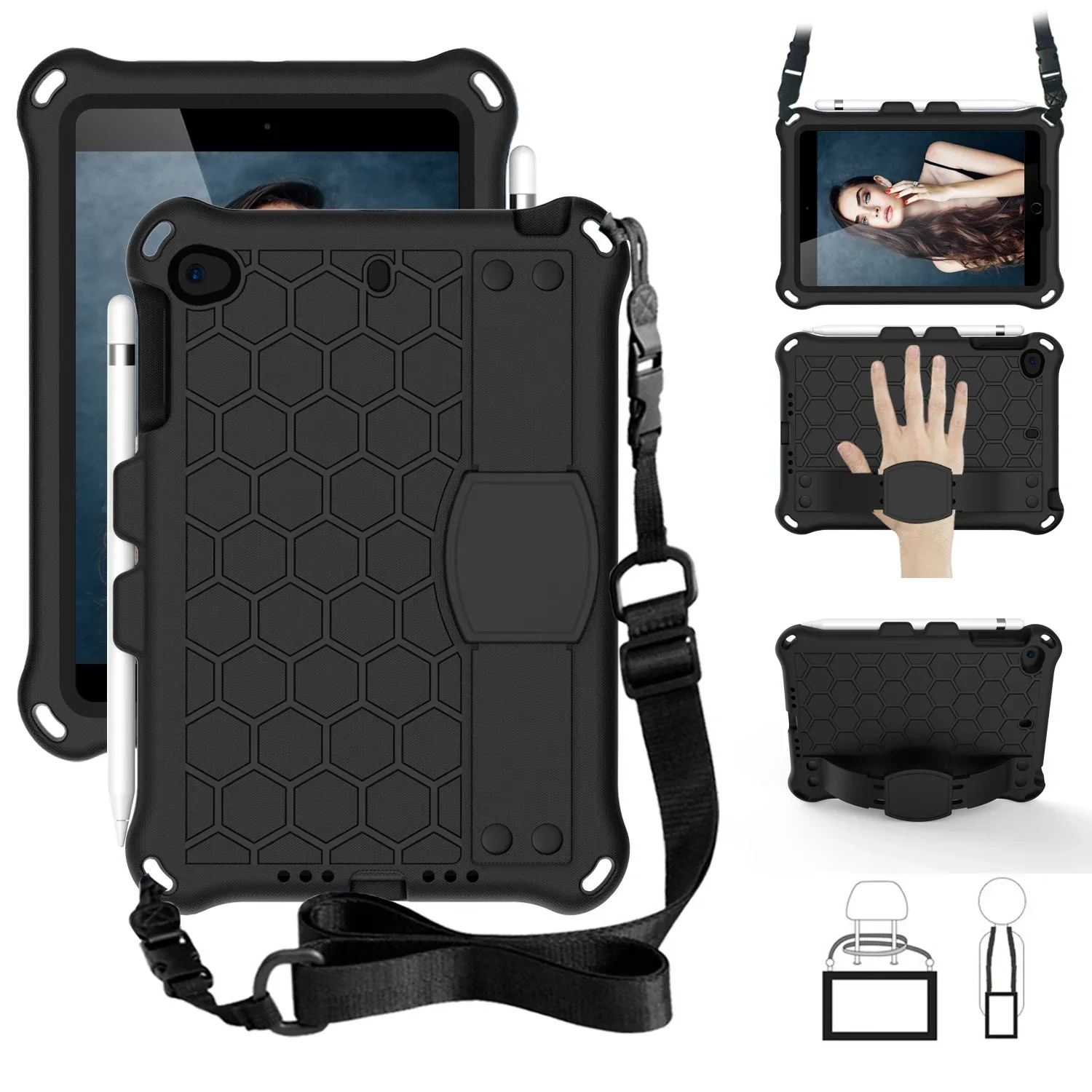 

Shockproof Hand Strap Shoulder Kids Safe Eva Case for Ipad Mini 1 2 3 4 5 mini5 mini4 mini3 mini2 mini1 Stand Silicone Cover #N