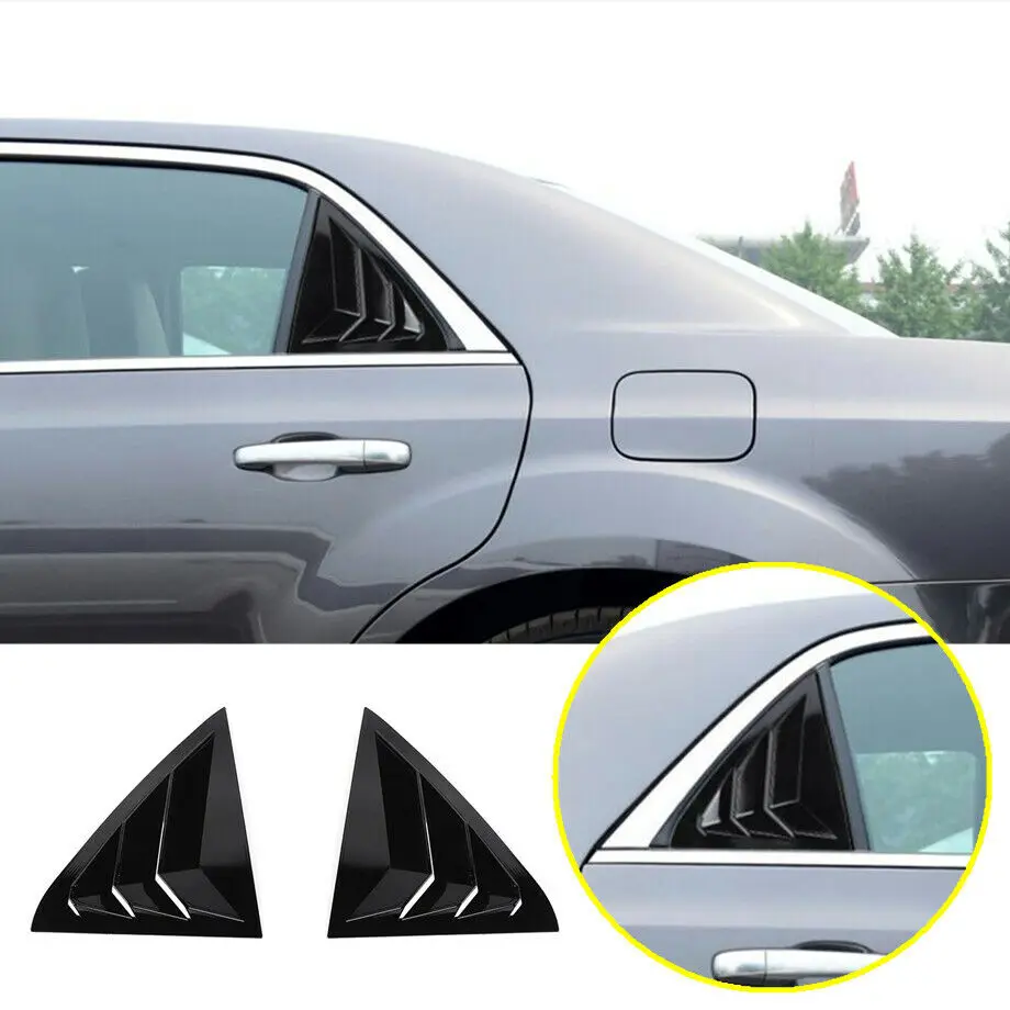 2P Side Air Vent Window Louver ABS Gloss Black Cover For 2011-2022 Chrysler 300