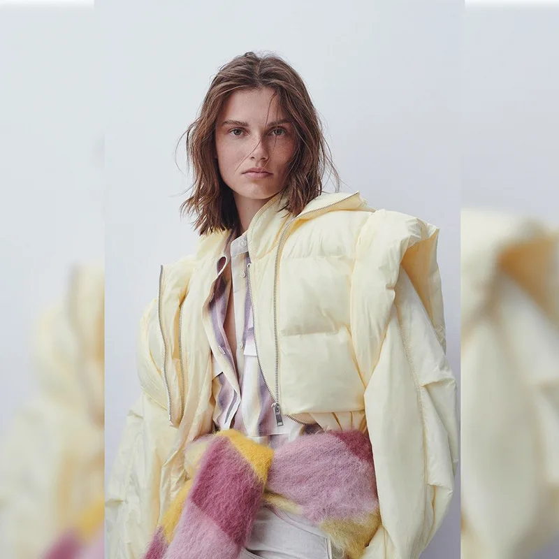 Autumn Winter Down Coats Puffer Jacket and Coats for Women Cardigan Bubble Cropped Outerwear Quilted Coats Bandage Hooded 2023