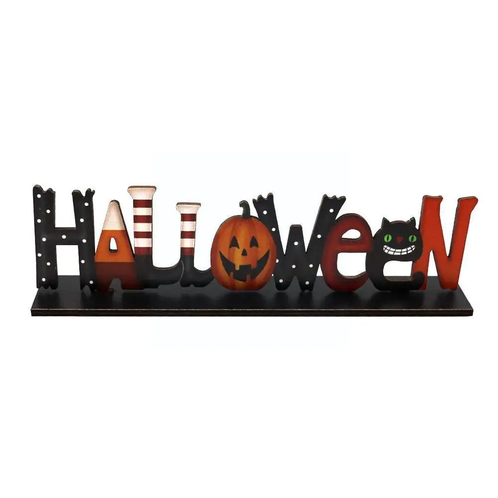 

Halloween Letters Wooden Table Decoration Cartoon Pumpkin Tier Cat Rustic Boots Farmhouse Backdrop Party Holiday Tray Sign D9W6
