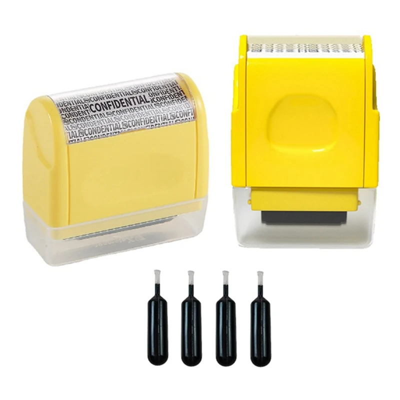 

2Pcs Identity Theft Protection Roller Stamp Confidential Roller Stamp Privacy Information Stamp And 4 Pcs Refill Ink