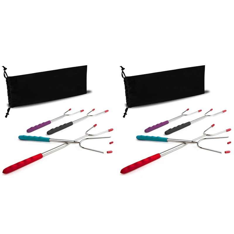 

10 шт. палочки для запекания зефира, выдвижные 34 дюйма телескопические шпажки из нержавеющей стали для костра, кемпинга