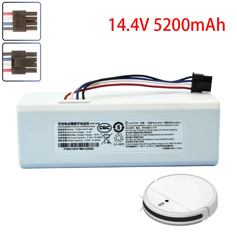 

14.4V 5200mAh Lithium Ion Battery,For Xiaomi Mijia Robot Vacuum Cleaner 1C Sweeping Robot Rechargeable Replace Battery