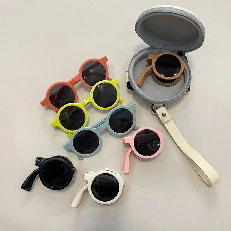 

Новинка, складные детские солнцезащитные очки, круглые стильные ретро-очки для мальчиков и девочек, детские очки для улицы
