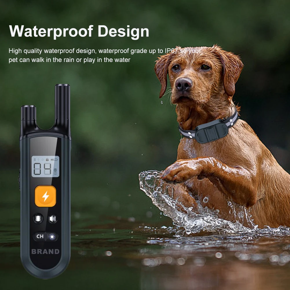 

Ошейник пластиковый для дрессировки собак, водонепроницаемый Электрический шоковый ошейник с USB-зарядкой и дисплеем, Регулировка размера, ...