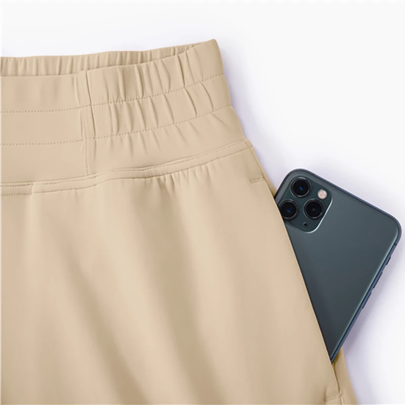 WISRUNING 2-side Pockets High Waist Yoga Shorts Women Push Up Bicycles for Fitness Sports Tights Leggings for Gym Outfit Workout