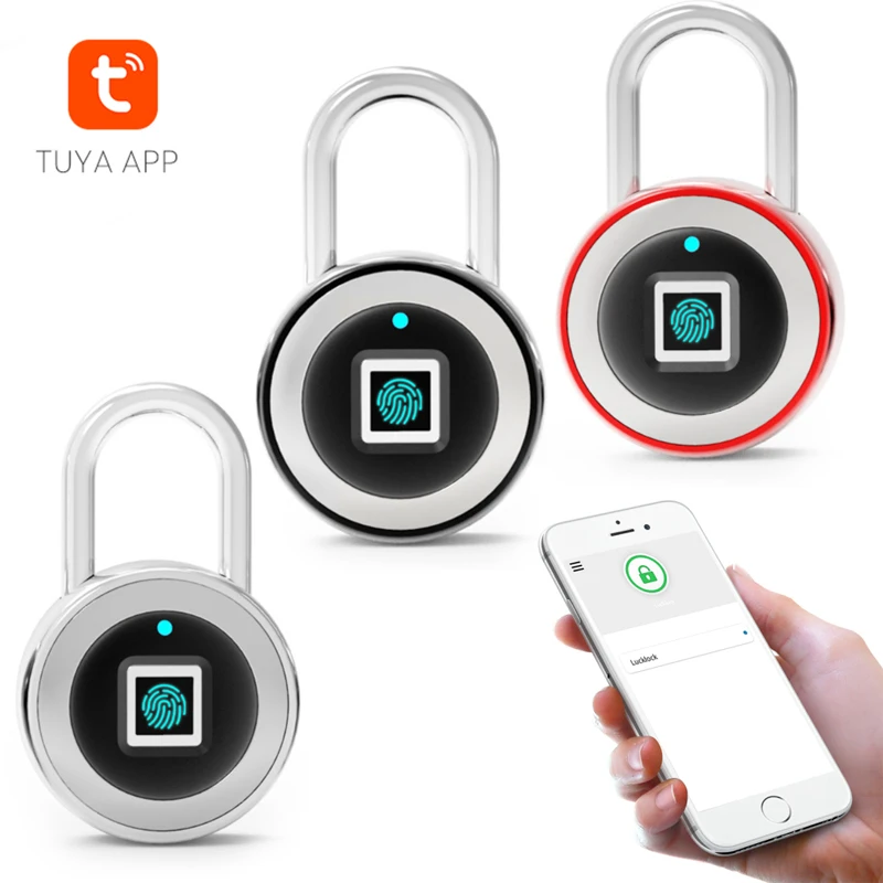 

Tuya Smart Padlock Lock Bluetooth Fingerprint Bags Locks Dormitory Anti-Theft Lock USB Rechargeable Security Keyless Door Lock
