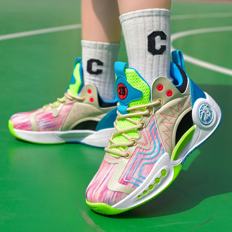 Summer  Breathable Mesh Kids Basketball Shoes Comfortable Non-slip Children Basketball Sneakers Wear-resistant Teens Sports Shoe
