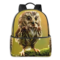 cute owl on wood printed multifunctional backpacks business and travel laptop backpacks 14 5x12x5 in