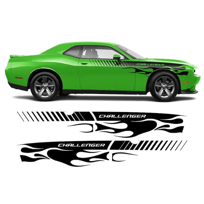 

2 шт. Dodge Challenger-боковая наклейка пламени-наклейка на автомобиль-2011-2020
