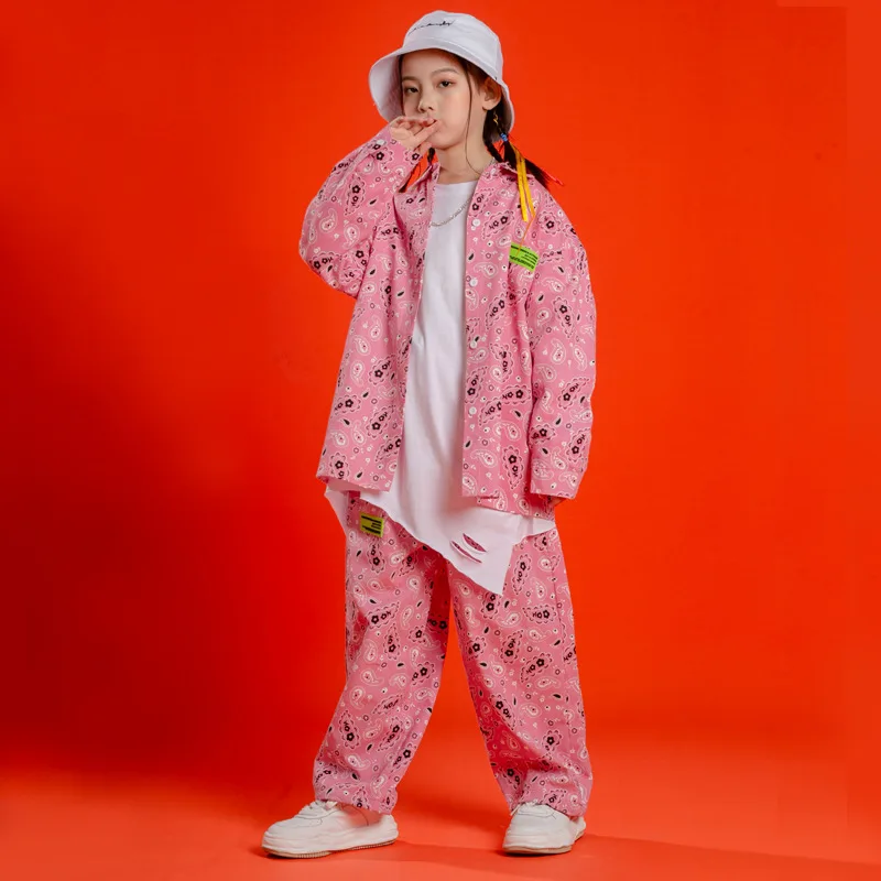 Hip Hop Jazz Dance Costume Kids Pink Top or Pants for Girls Boys Hip Hop Clothes Street Dance Stage Show Dancewear