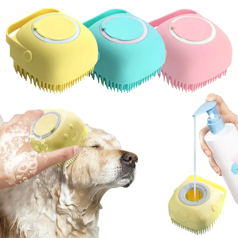 

Soft Silicone Dog Brush Pet Shampoo Massager Bath Bathroom Puppycat Washing Massage Dispenser Grooming Shower Accesoir Chien