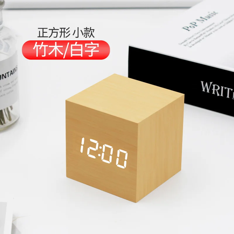

Будильник для спальни, цифровой ночник, бесшумный деревянный светодиодный Будильник, светящийся настольный декор, будильник, домашний деко...