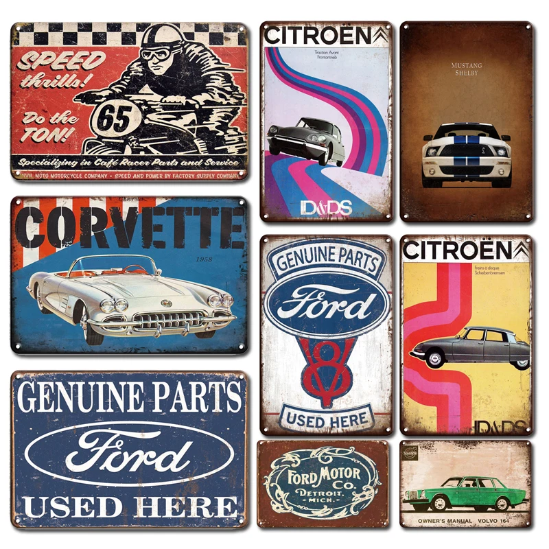 

Garage Metal Plate Sign Vintage Car Poster Tin Sign Man Cave Decoration Plaque Retro Living Room Door Club Garage Wall Decor