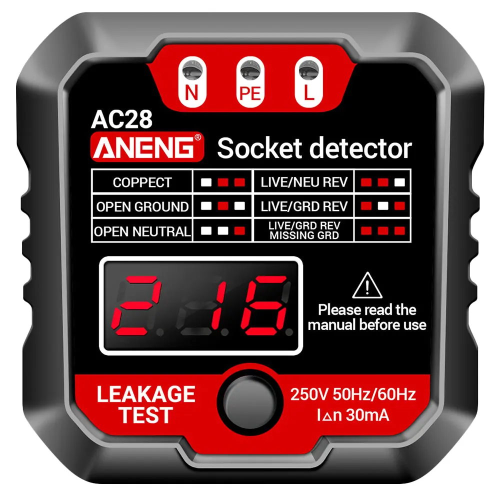 

Outlet Tester Electricity Tester Voltage Detector Plug Tester Meter EU Plug