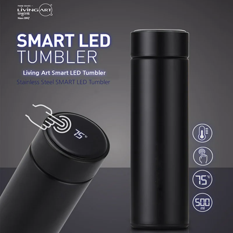 

500ml Smart Thermal Bottle Thermos Stainless Mug For Coffee Tea Cups Termos Tumblers Drinkware Flasks Vacuum Flask Tumbler Mug