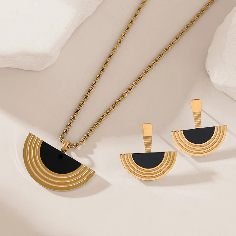 BCEFACL 316L нержавеющая сталь Геометрическая белая половина круга кулон ожерелье