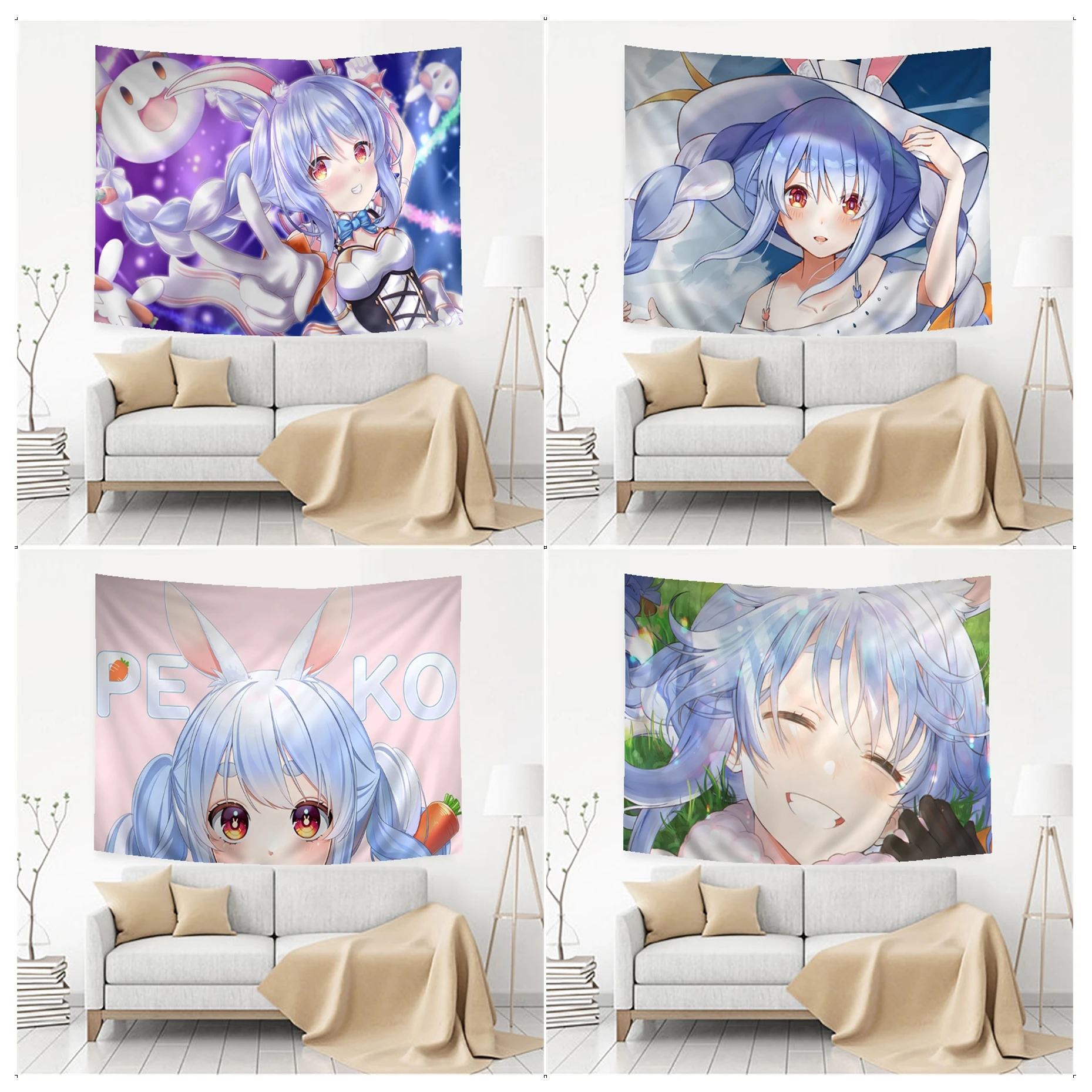 

Anime Hololive Vumbi Usada Pekora Anime Tapestry Indian Buddha Wall Decoration Witchcraft Bohemian Hippie Wall Hanging Sheets