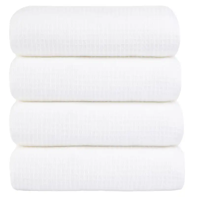 

4-Pack 100% Cotton Waffle Weave Absorbent Bath Towels 27" x 55" White