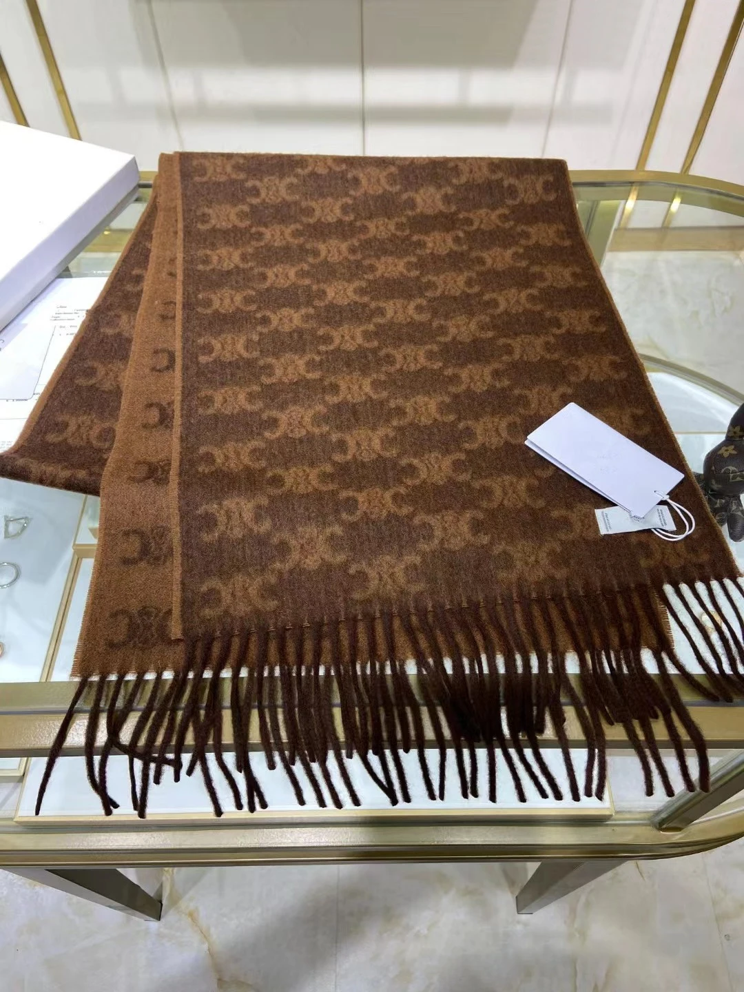 

Autumn and winter new double sided printed cashmere scarf women Arch of Triomphe wool neck presage tassel cape