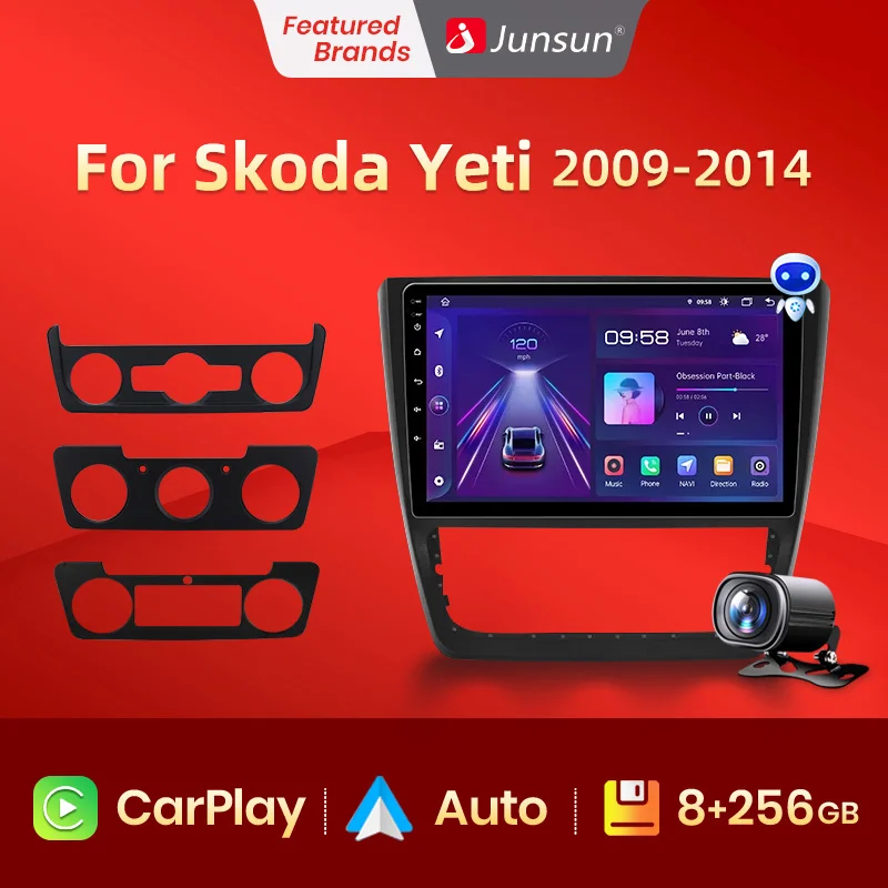 Автомагнитола Junsun V1 Pro 4G Android 8. 1 + 64G Мультимедийный проигрыватель для SKODA Yeti 5L 10 0-2009