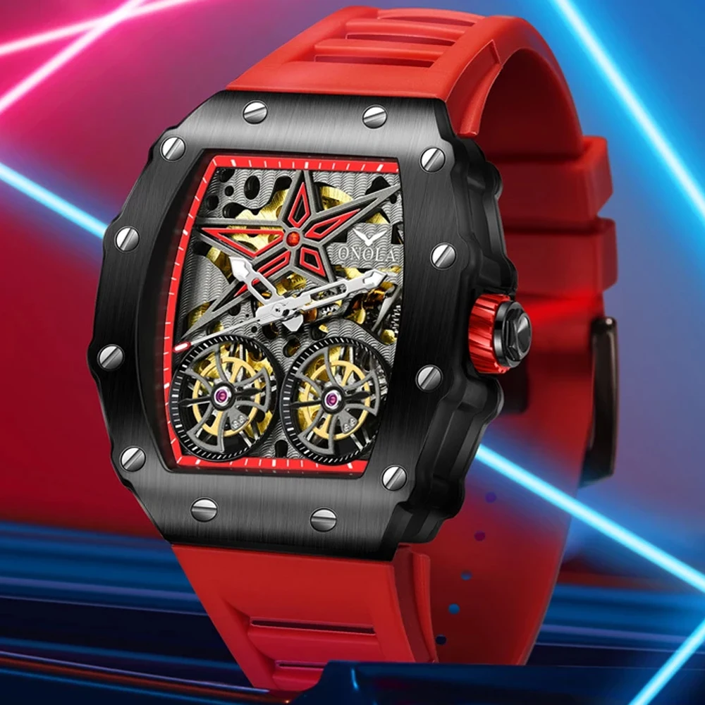 

Мужские часы с турбийоном, роскошные деловые автоматические механические часы из стали, Классические водонепроницаемые светящиеся часы AAA