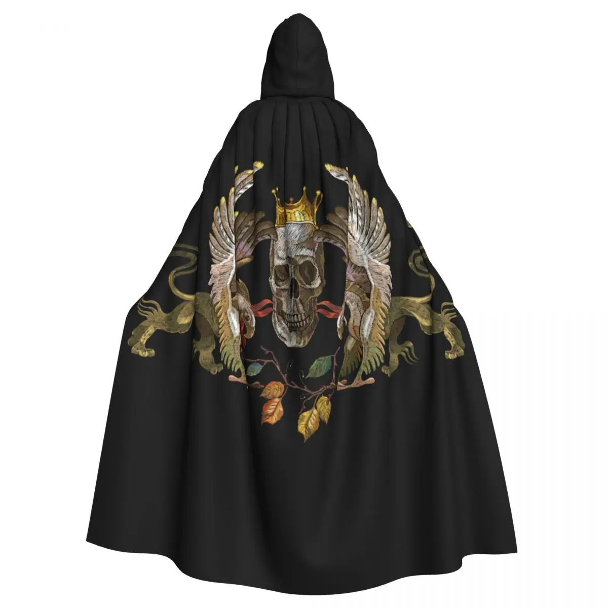 Длинная накидка плащ Гриффины Золотая Корона и череп с капюшоном пальто