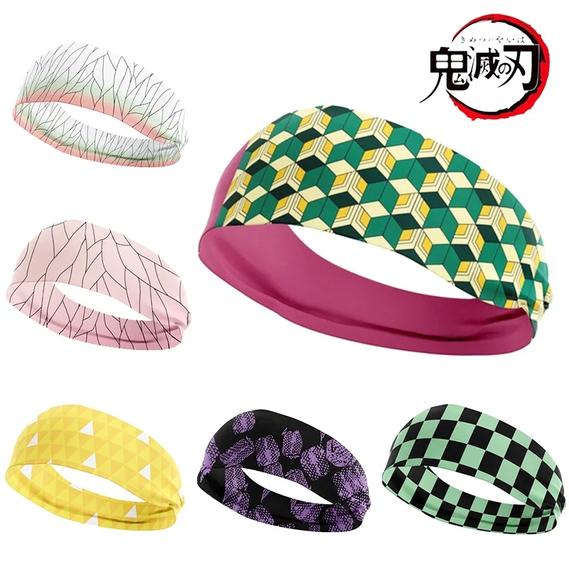 

Anime Demon Slayer Headband Sports Printing Elastic Sweat Absorbent Breathable Quick Drying Headwear Cosplay Accessories