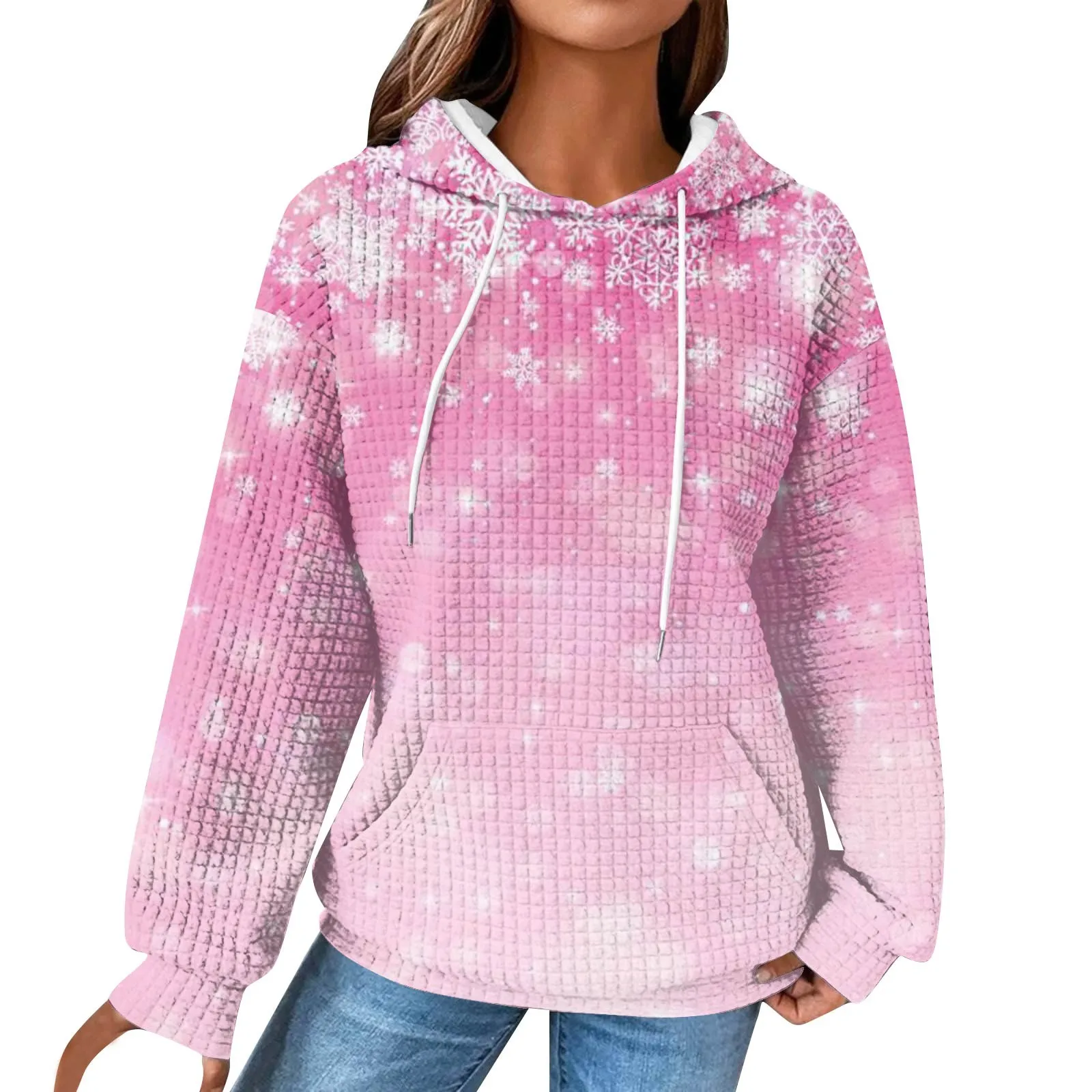 

Female Clothing Unique Hooded Women Pullover Winter 2024 Casual Long Sleeves Christmas Women Sweatshirts Free Shipping Pull