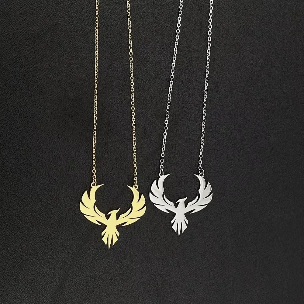 Упрощенная линия обхватывание из нержавеющей стали ожерелье с огненной птицей