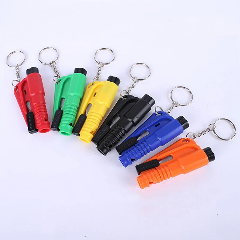 

3 в 1 Мини-молоток для безопасности автомобиля, мини-молоток для оконного стекла автомобиля с ключом, ремешок на талию, инструмент для резки, ...