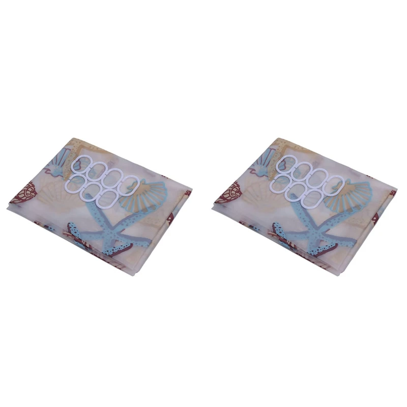 

2Pcs 80Cmx180cm Modern Shower Curtain Starfish Partition Fresh Seaside Style Waterproof Peva Curtain