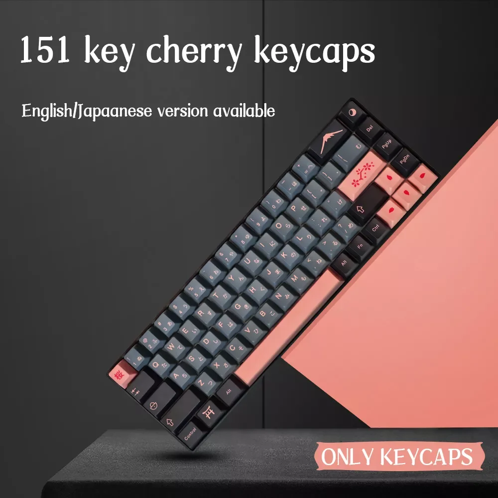 

Колпачки для ключей NightSakura с 139/151 клавишами, английский, японский, PBT, персонализированные колпачки для клавиш Cherry Profile для MX Switch GMK, механичес...