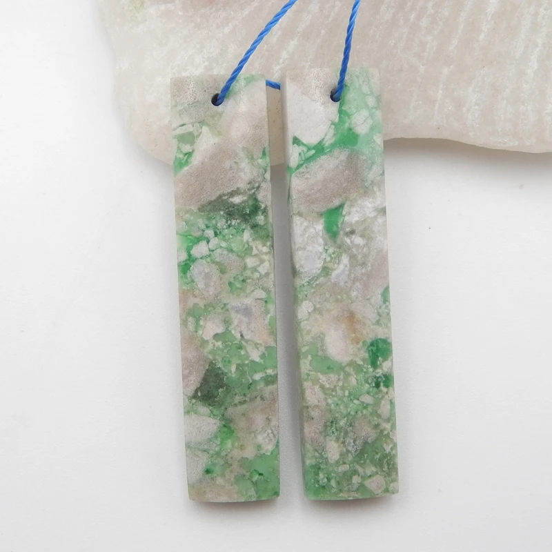

Wholesale Gemstone,Birthday gift,Natural Variscite Fashion Woman Earring Bead42x10x4mm7g