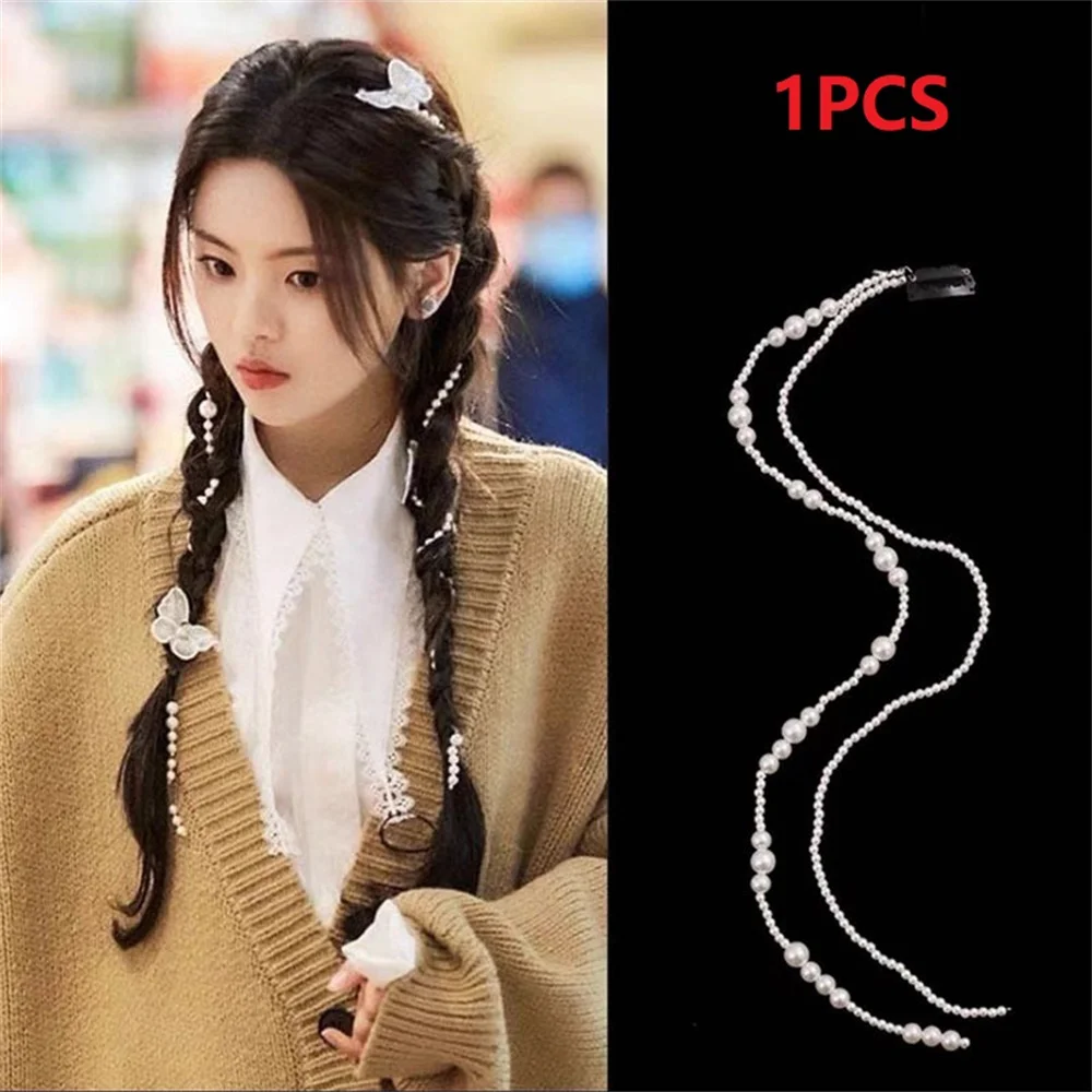 

2022 Ins New Imitation Pearls Chain Hairpin Braided Hair Headdress Tassel Hairpin High Sense Temperament Dirty Braided Hairband