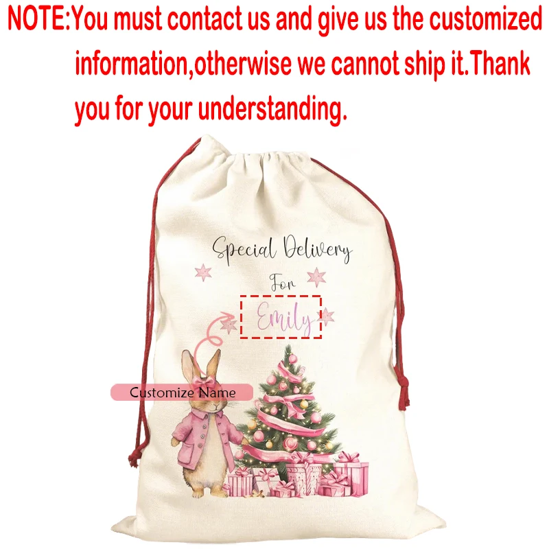 

Персонализированный розовый мешок для Санты HGDTFF