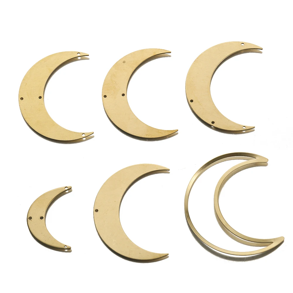 

6Pcs Raw Brass Multiple Designs Celestial Crescent Moon Pendants Charms For Diy Necklace Earrings Sun Catchers Jewelry Making