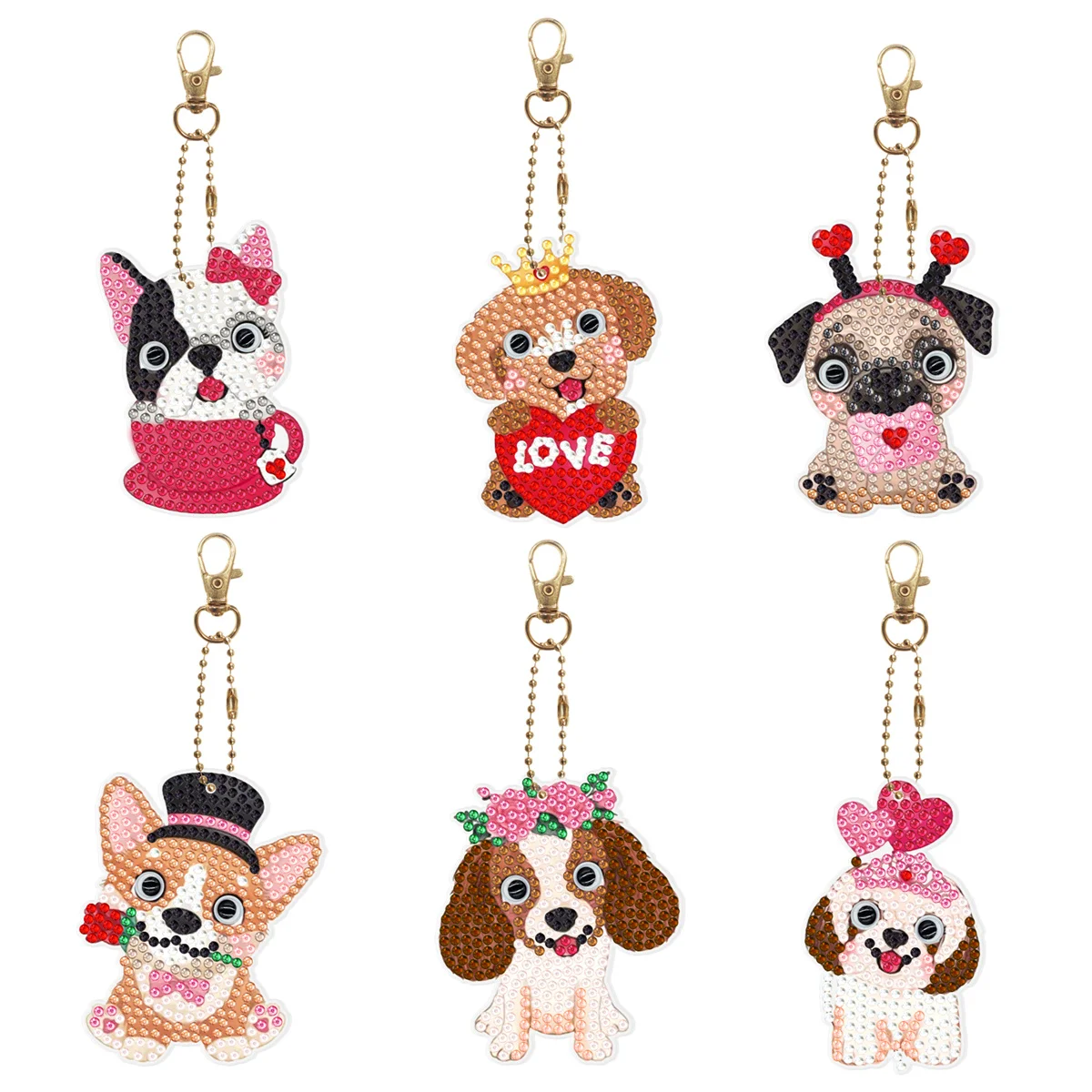 

New DIY Diamond Painted Keychain Cartoon Animal Keyring Backpack Pendant Diamond Embroidered Mosaic Children's Birthday Gift