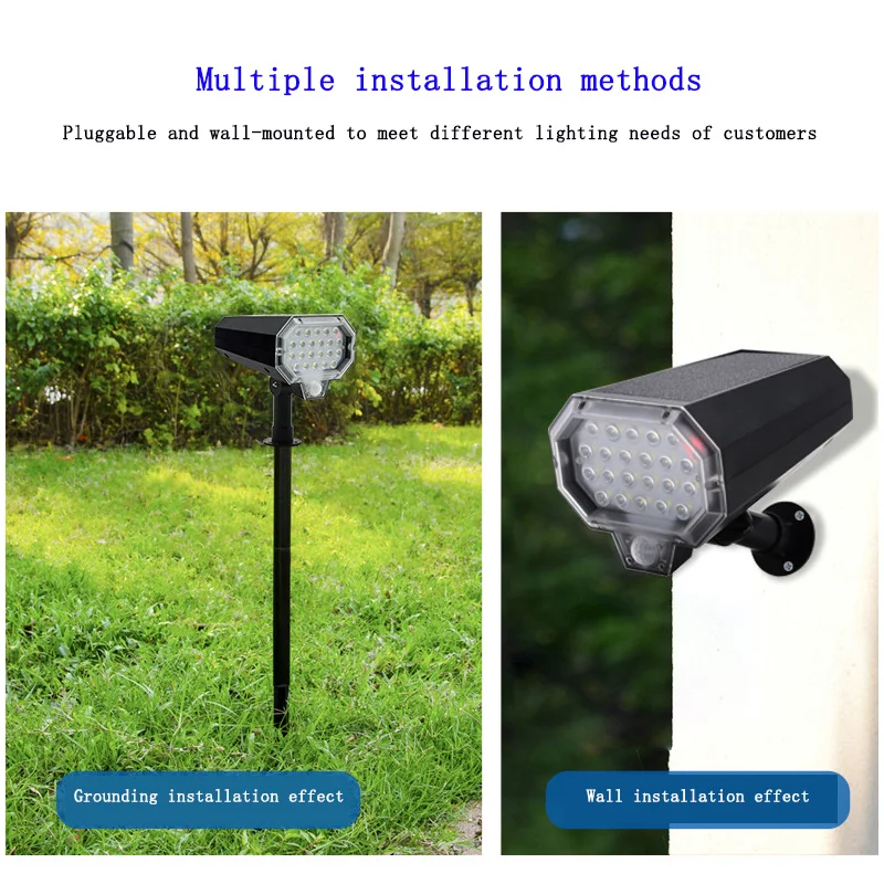 

Outdoor 160 ° Automatic Rotating LED Lighting IP65 Rainproof Yard Lamp Solar Body Induction Simulation Monitoring Wall Lamp