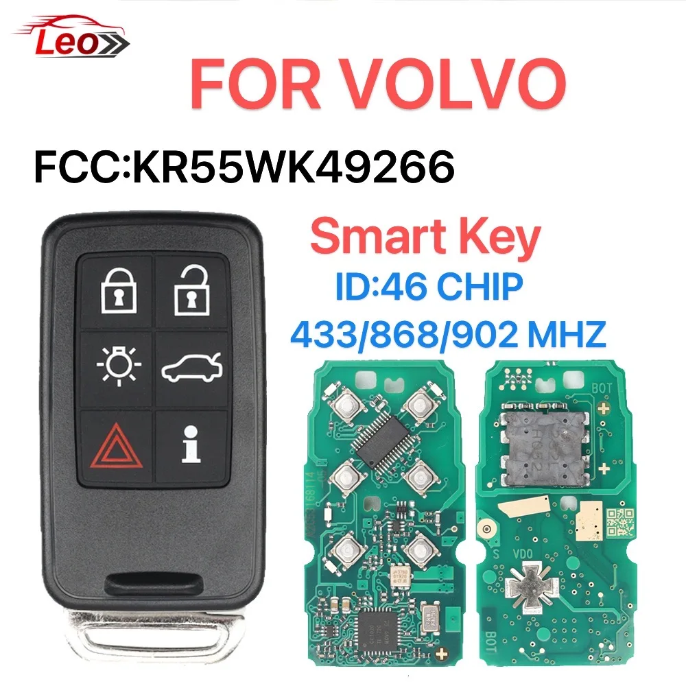 

Leo KR5WK49266 267/268/224/225/226 Автомобильный дистанционный ключ для VOLVO XC60 XC90 S90 S60 PCF7945 Auto Keyless Go Smart 433/868/902MHZ