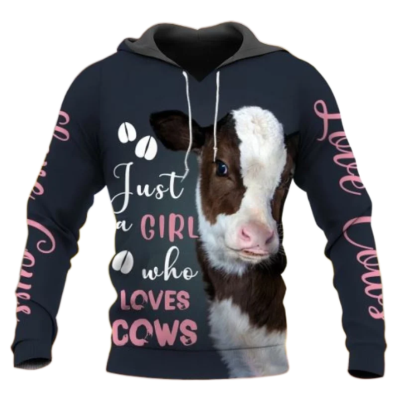 

Fashion Cow Cattle Farming 3D Printed Animal Hoodies Men Fashion Hooded Sweatshirt