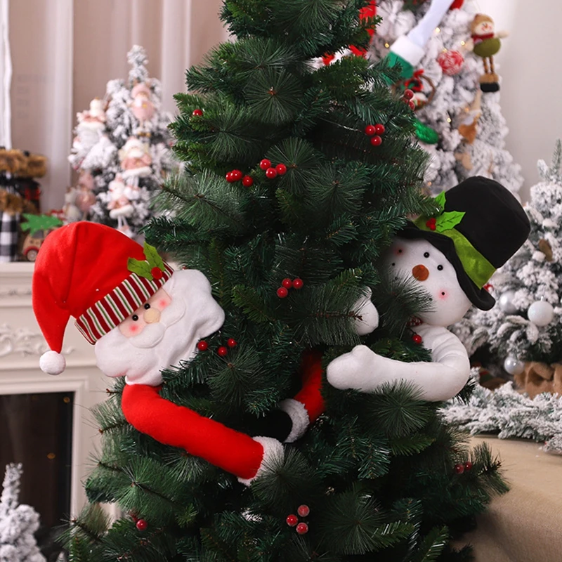 

1PC Cute Hugs The Tree Doll Santa Claus Snowman Christmas Tree Ornament Festive Decor For Xmas New Year