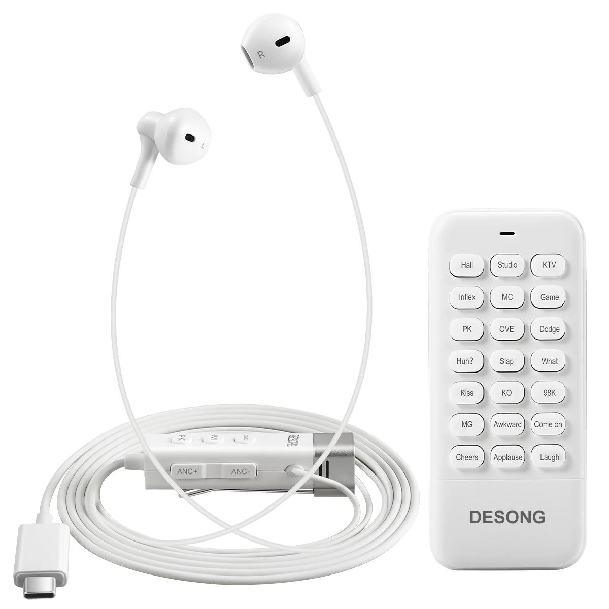 2 in 1 Wired Earbuds Type-C Interface Plug-Play With Lavalier Microphone Noise Reduction Voice Changing Live Streaming Headphone |