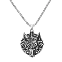 viking wolf head pendant necklace fashion accessories stainless steel wolf head mens and womens necklace pirate jewelry